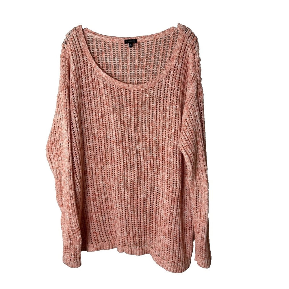 Talbots Women's Oversized Sweater Size Medium Cotton Peach Orange Cream